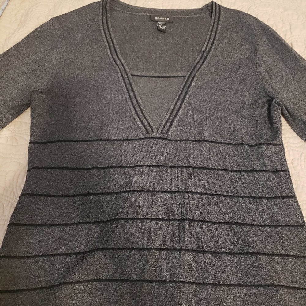 SPENSE 3/4 Sleeve heathered black sweater